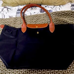 Longchamp Black and Brown Tote Bag